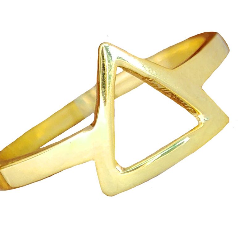 Jt Χειροποίητο ασημένιο δαχτυλίδι τρίγωνο Χρυσό